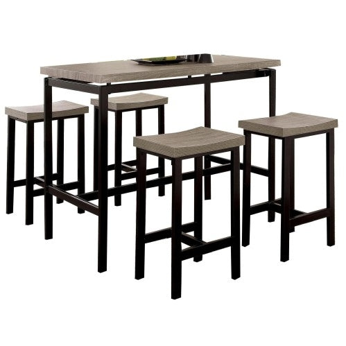 Shopi Vella modern black and gray dining table set with metal frame and matching stools
