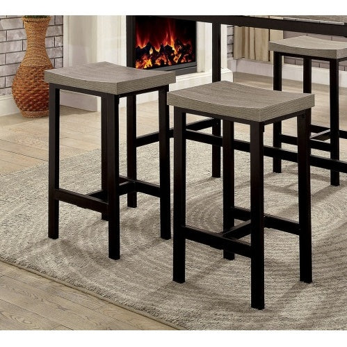 Shopi Vella modern black and gray dining table set with high stools in living room setting