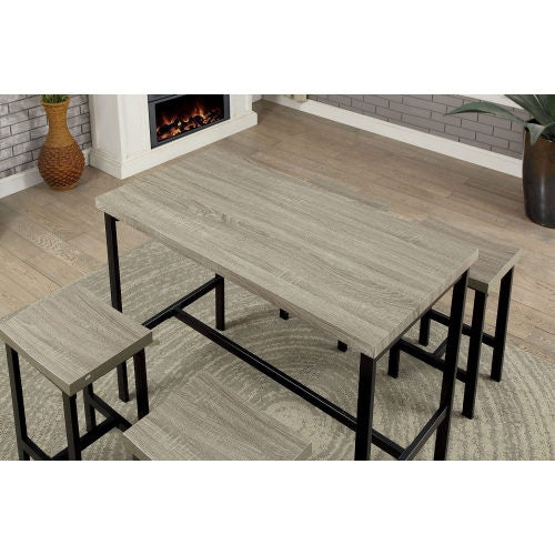 Shopi Vella modern black and gray dining table set with wood finish and metal frame in a cozy dining room