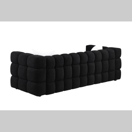 Shopi Vella modern fabric sofa for living room in black with plush square tufted design