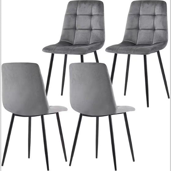 Shopi Vella modern kitchen chairs set of 4 with gray cushioned seats and black metal legs