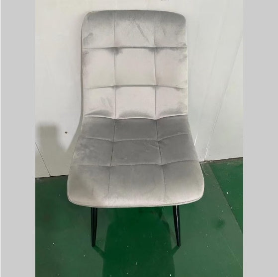 Shopi Vella modern kitchen chairs set of 4 with gray padded velvet upholstery and black metal legs