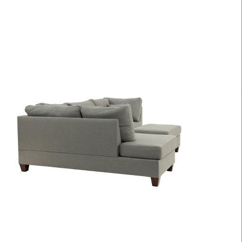 Gray Shopi Vella modern sectional couch for living room with plush cushions and wooden legs