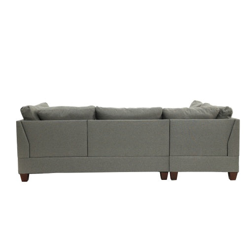 Shopi Vella modern sectional couch for living room in gray fabric with wooden legs and cushioned back