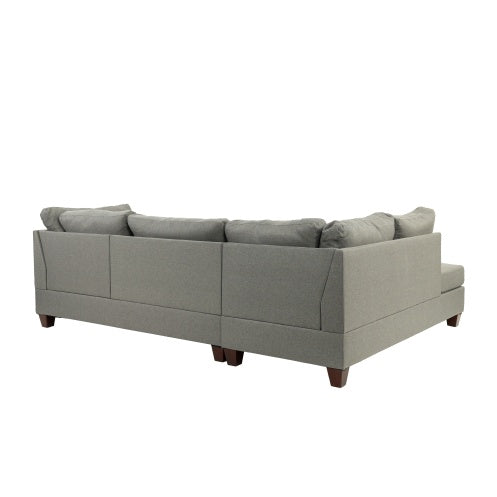 Shopi Vella gray modern sectional couch for living room with wooden legs and cushioned backrest
