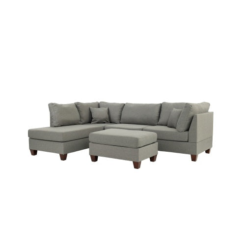 Shopi Vella modern sectional couch for living room in gray with chaise and matching ottoman