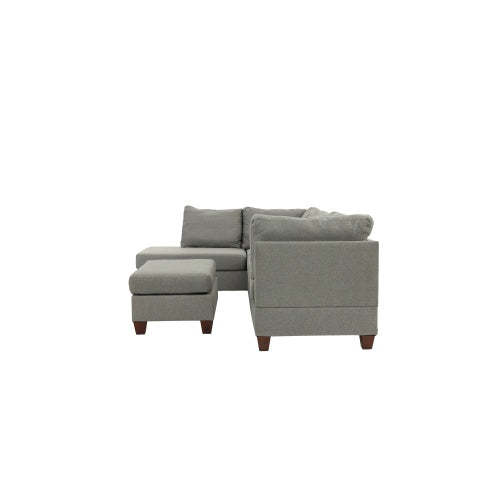 Shopi Vella modern sectional couch for living room in gray fabric with wooden legs