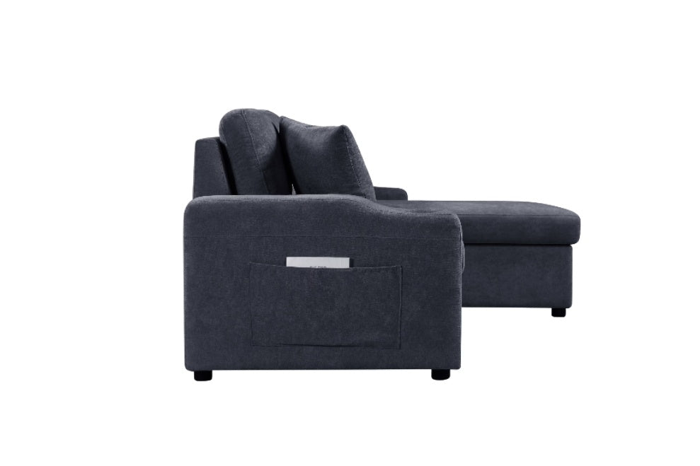 Shopi Vella modern sectional sofa with hidden compartments in dark gray fabric upholstery
