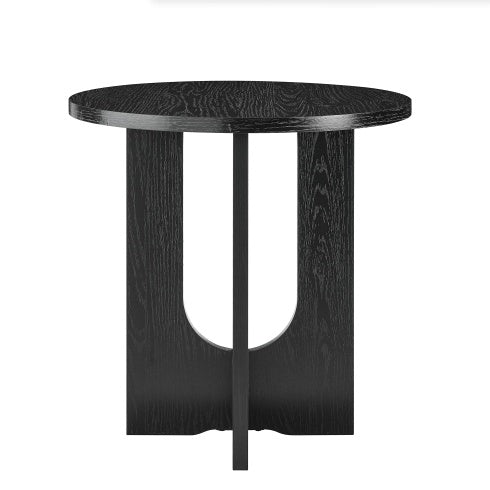 Shopi Vella modern solid wood coffee table with round top and black finish for kitchen storage