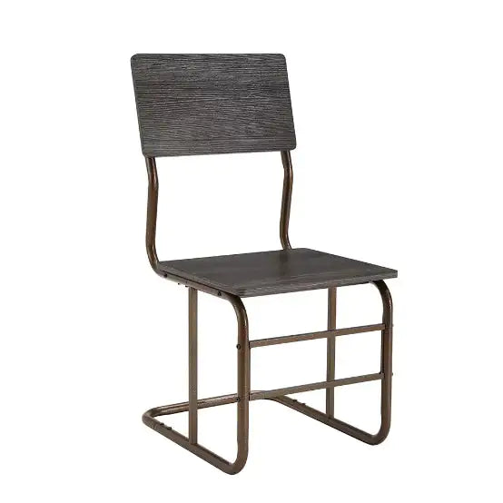 Single brown wooden chair with metal frame from modern wooden dining table set