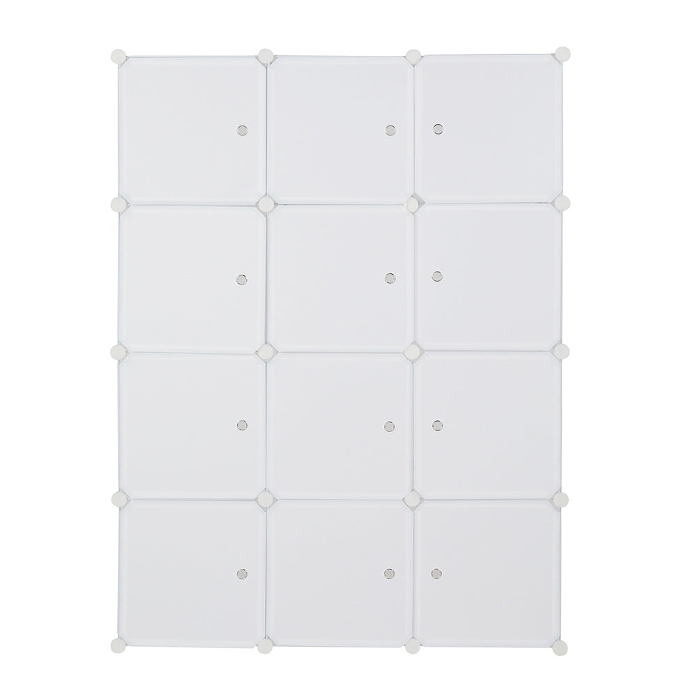 Shopi Vella modular plastic wardrobe organizer with 12 white cube compartments for customizable storage