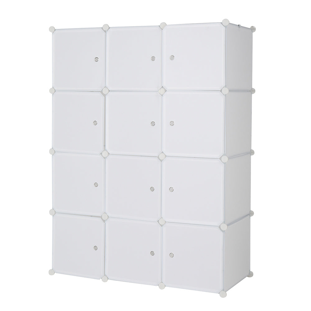 Shopi Vella modular plastic wardrobe organizer with 12 white storage cubes for clothing and accessories