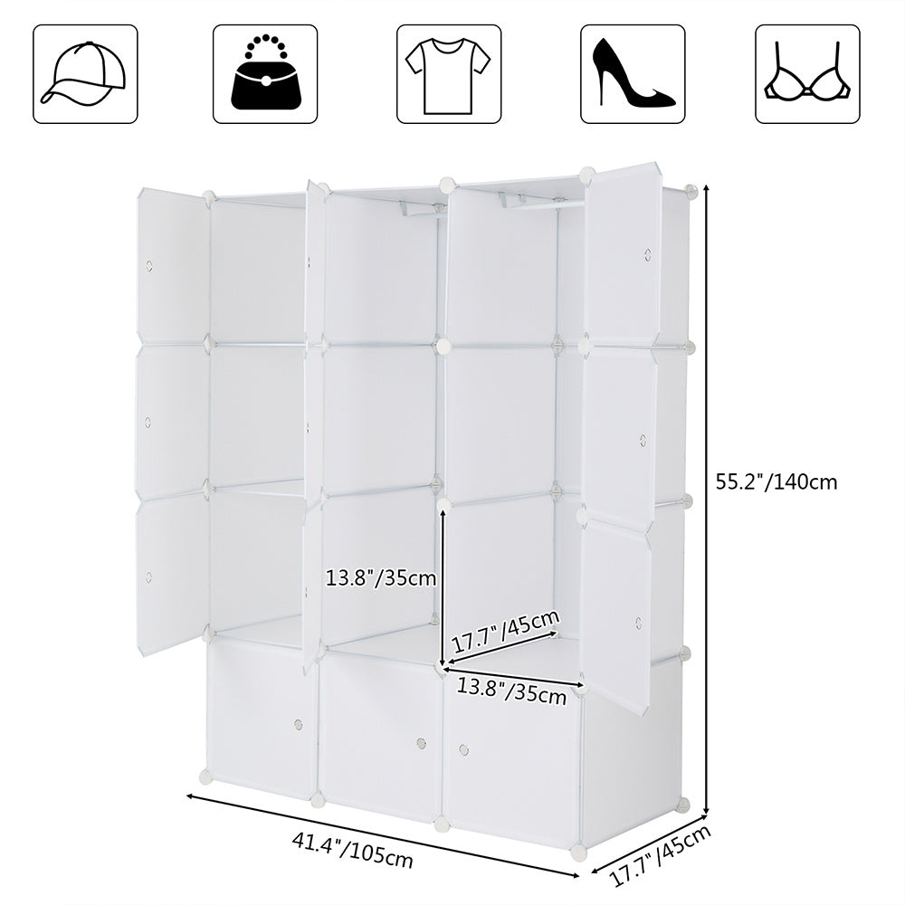 Shopi Vella modular plastic wardrobe organizer with white panels and multiple compartments for clothing storage