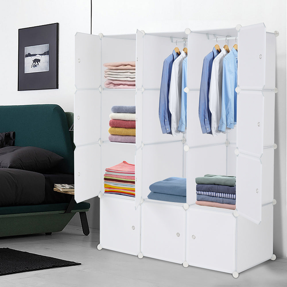 Shopi Vella modular plastic wardrobe organizer with hanging space and shelves for folded clothes