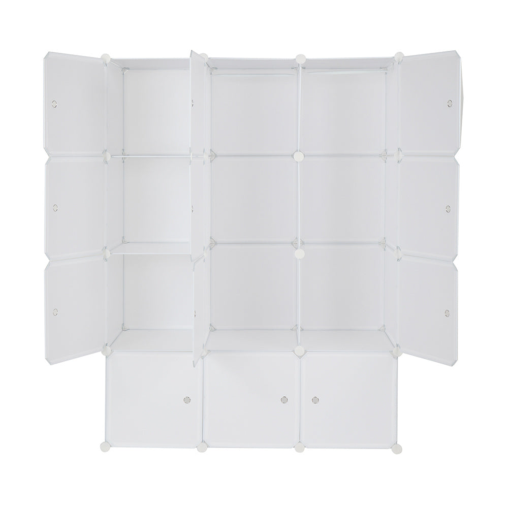 Shopi Vella white modular plastic wardrobe organizer with multiple compartments and open doors