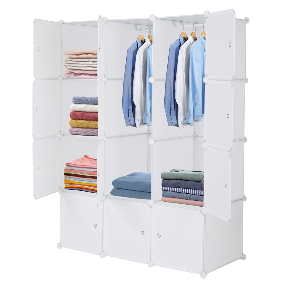 Shopi Vella modular plastic wardrobe organizer with hanging space and multiple shelves for clothing storage