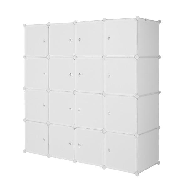 Shopi Vella portable wardrobe with shelves in white featuring multiple compartments for organized clothing storage