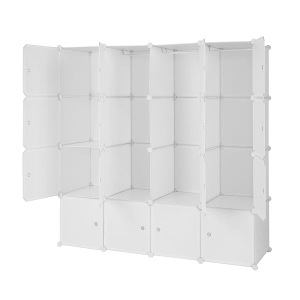 Shopi Vella portable wardrobe with shelves in white plastic modular storage cubes