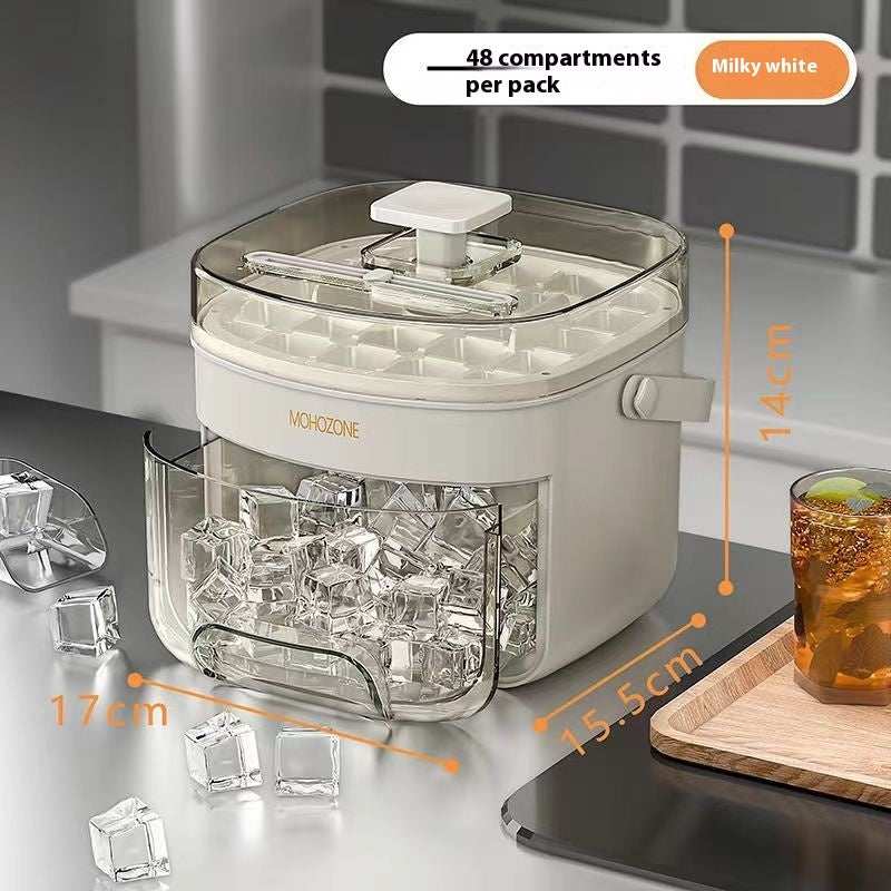 Shopi Vella kitchen storage milky white food grade plastic ice tray with 48 compartments and removable lid