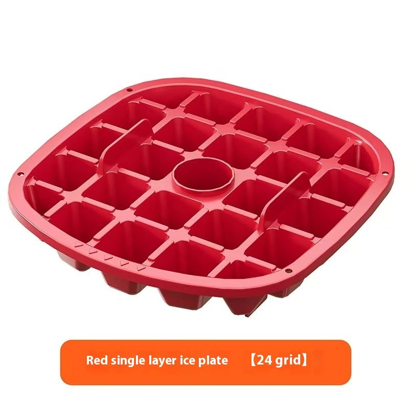 Shopi Vella red single layer food grade plastic ice tray with 24 grid compartments for kitchen storage