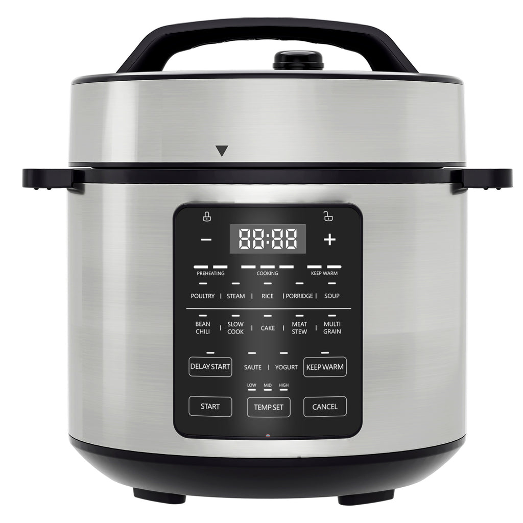 Shopi Vella multi function electric pressure cooker with digital control panel and stainless steel body