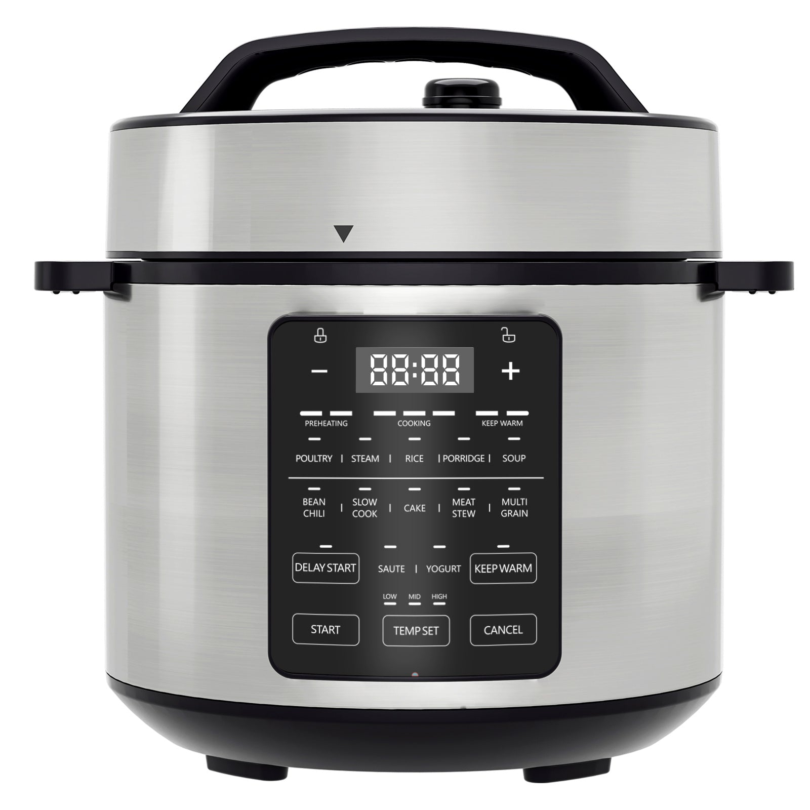 Shopi Vella multi function electric pressure cooker with digital control panel and stainless steel body