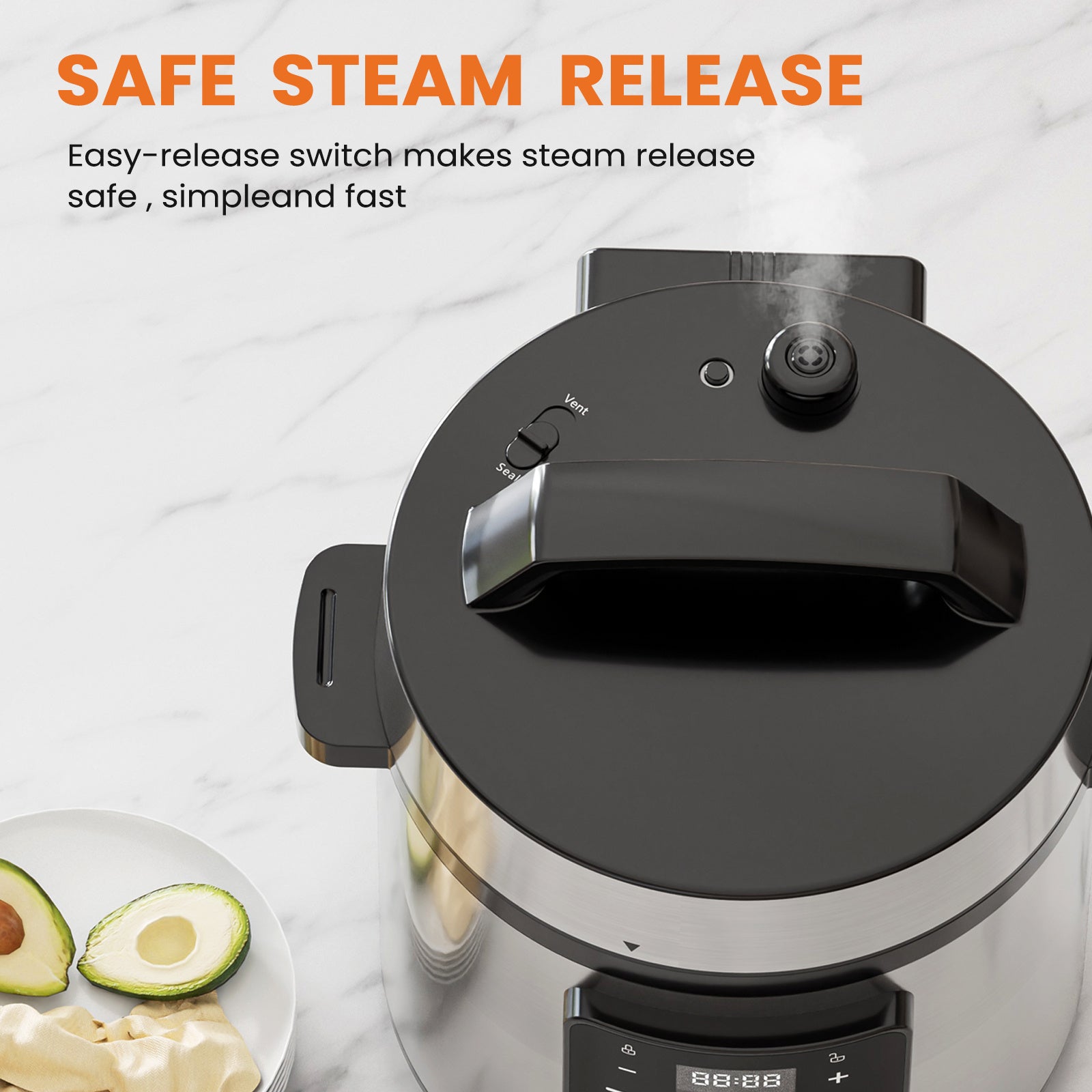 Shopi Vella multi function electric pressure cooker with safe steam release and easy-release switch