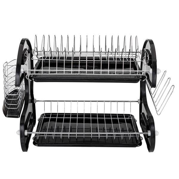 Shopi Vella multi functional bowl rack for kitchen with two-tier metal design and black drip trays