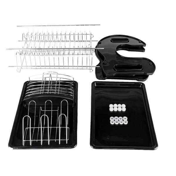 Shopi Vella multi functional bowl rack for kitchen with stainless steel and black plastic components