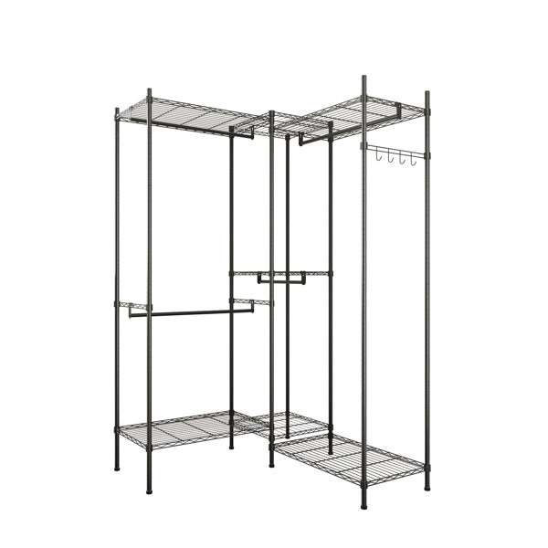 Shopi Vella metal frame multi-layer closet storage solution with shelves and hanging rods