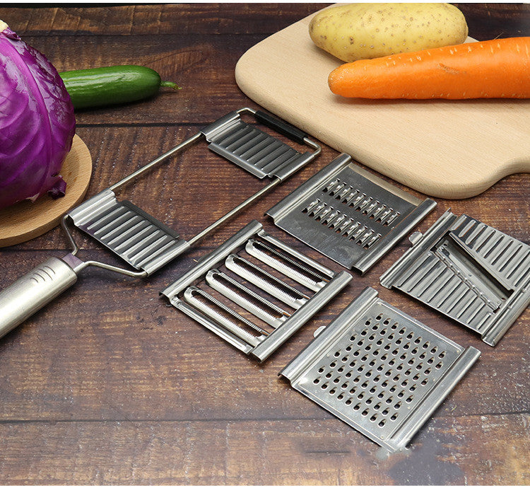 Shopi Vella multi-purpose grater and peeler set with stainless steel blades and vegetable cutting surfaces