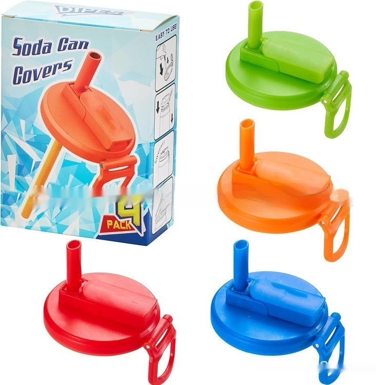Shopi Vella reusable soda can lid with straw in green orange red and blue for kitchen storage