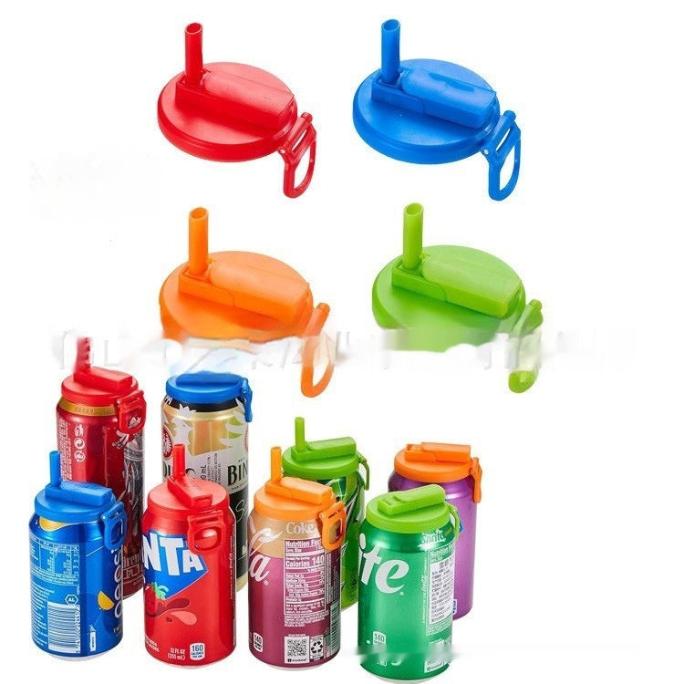 Shopi Vella reusable soda can lid with straw in red blue orange and green for kitchen storage
