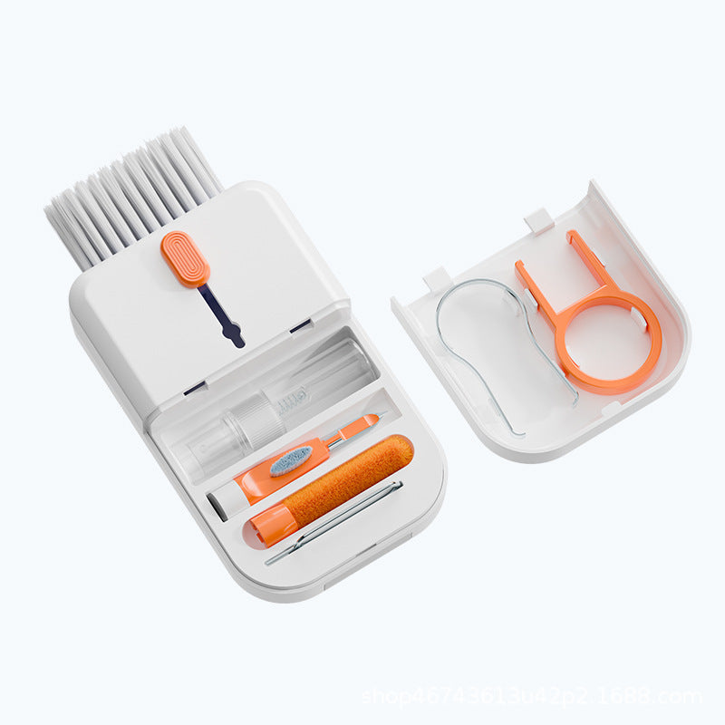 Shopi Vella multifunctional keyboard cleaning brush set with white compact case and various cleaning tools
