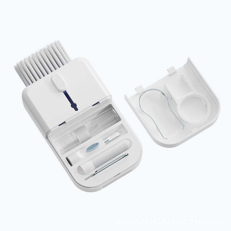 Shopi Vella multifunctional keyboard cleaning brush set with various cleaning tools in compact white case