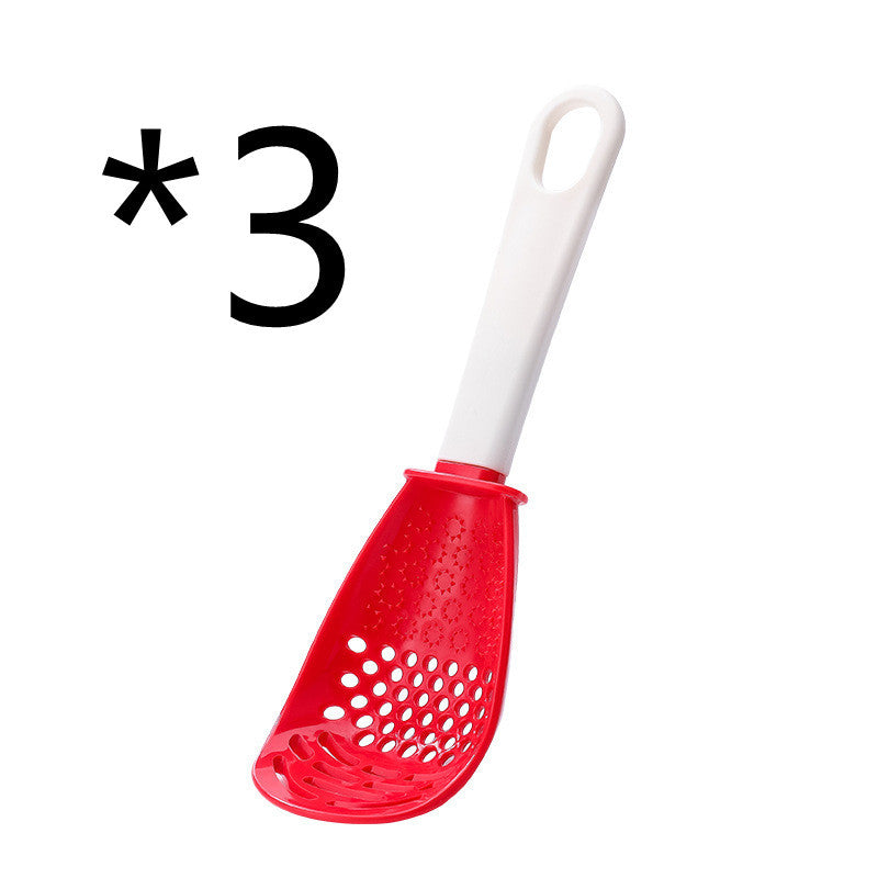 Shopi Vella multifunctional slotted cooking spoon in red and white for efficient kitchen storage and cooking