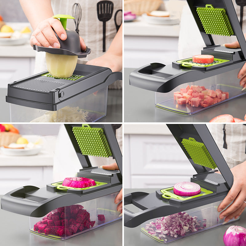 Shopi Vella multifunctional vegetable cutter for kitchen slicing and dicing various vegetables with container