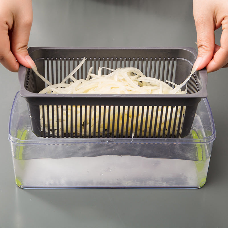 Shopi Vella multifunctional vegetable cutter for kitchen slicing onions with a clear collection container