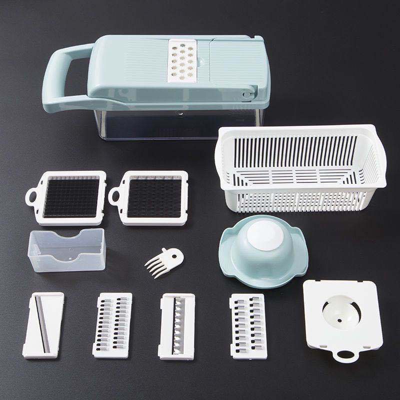 Shopi Vella multifunctional vegetable cutter for kitchen with various interchangeable blades and storage container