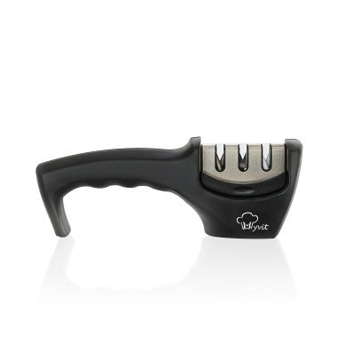 Shopi Vella kitchen tool black knife sharpener with tungsten steel sharpening stone and ergonomic handle