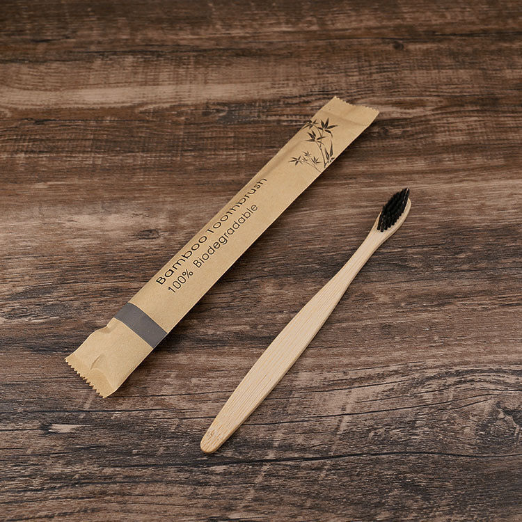 Shopi Vella natural bamboo toothbrushes soft bristle with black bristles and eco friendly packaging