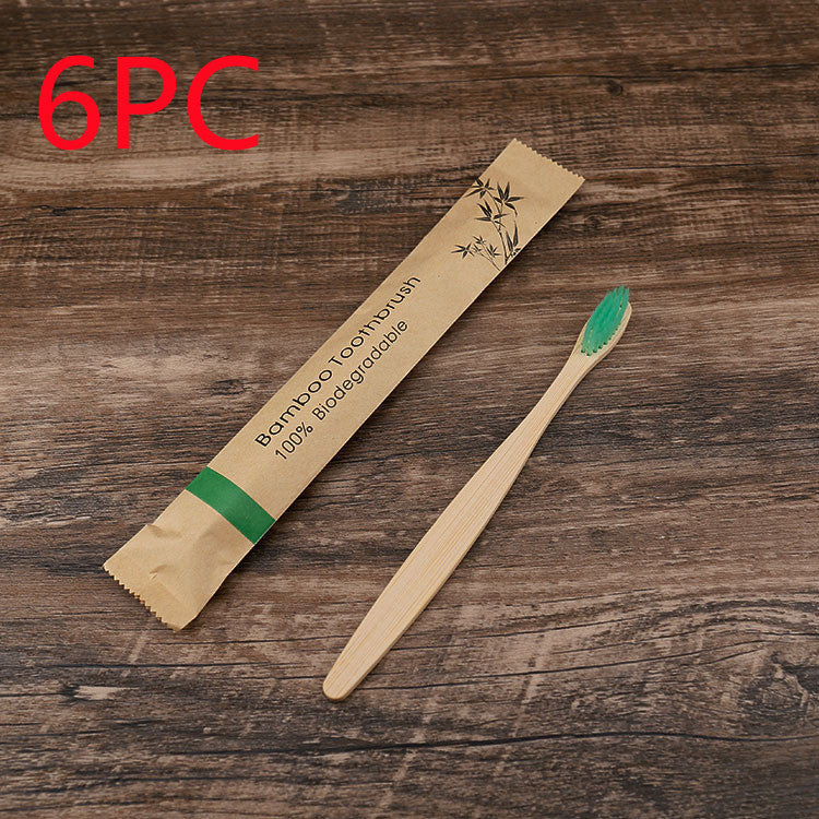 Shopi Vella natural bamboo toothbrushes soft bristle with biodegradable packaging set of six