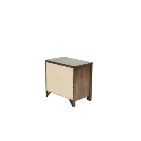 Compact oak finish nightstand with metal frame and simple modern design from My Store