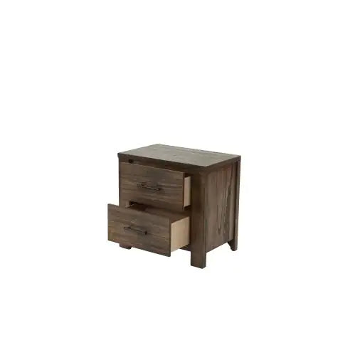 Compact oak finish nightstand with two drawers and metal handles from My Store