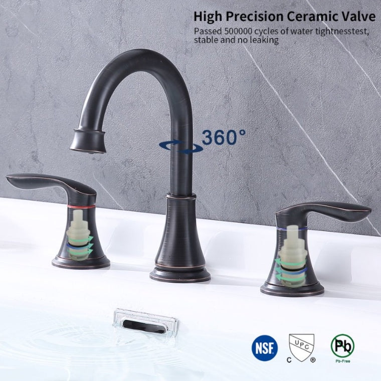 Shopi Vella oil rubbed bronze bathroom faucet with high precision ceramic valve and 360 degree swivel spout