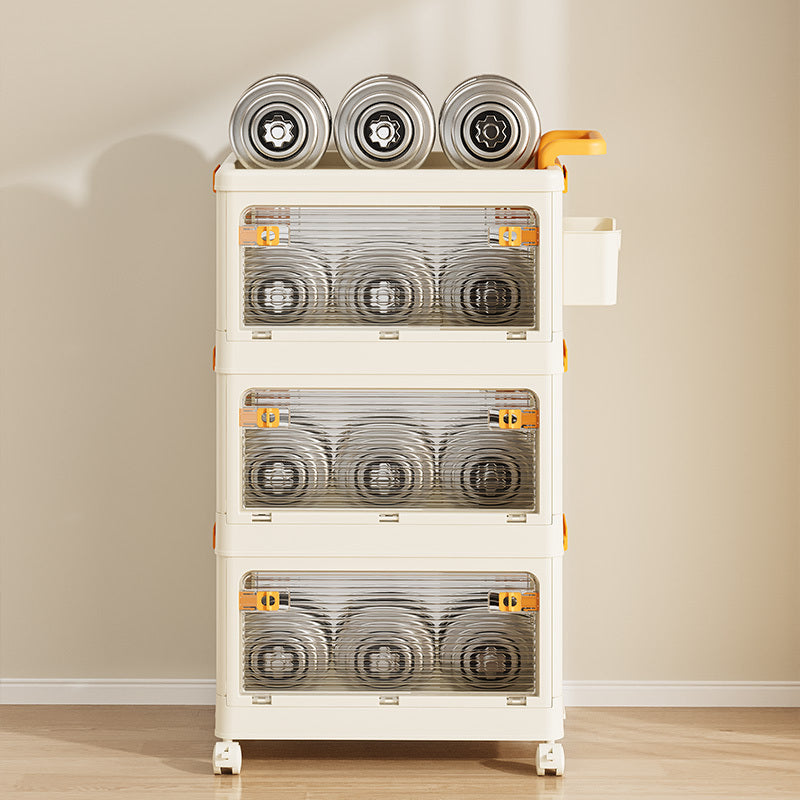 Shopi Vella children's folding storage cabinet with three transparent drawers and wheels for easy mobility