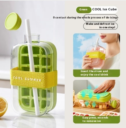 Shopi Vella kitchen storage one-click molding cooling cup with green ice cube tray and straw