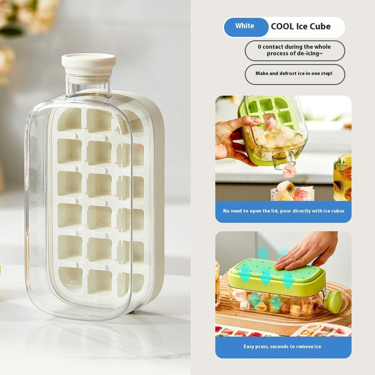 Shopi Vella kitchen storage one-click molding cooling cup ice cube tray with easy press and no-contact defrosting
