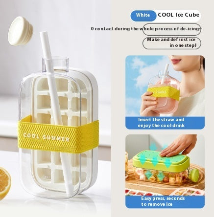 Shopi Vella one-click molding cooling cup white ice cube tray with straw for easy ice removal