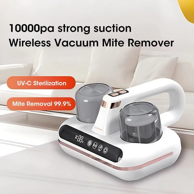 Shopi Vella cordless mattress vacuum cleaner with 10000pa strong suction and UV-C sterilization for mite removal